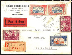 1937 Attractive Registered Four-color Airmail From Guadalupe To New York - Airmail