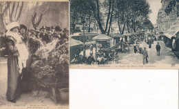 13) MARSEILLE : 2 CPA - Le Marché Aux Fleurs, Cours St-Louis / Marché Aux Fleurs Allées De Meithan (animées !!) - Petits Métiers