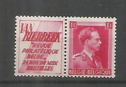 BELGICA SELLO CON PUBLICIDAD TIMBRES POSTES VAN BIERBEEK - Neufs