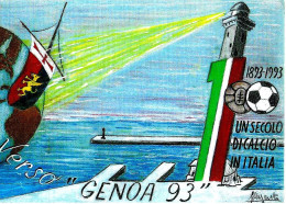 ITALIA -1992 GENOVA Mostra Filatelica Verso GENOA'93 100 Anni Di Calcio (stemma Lanterna Faro) Su Cartolina Spec.-6680 - Clubs Mythiques