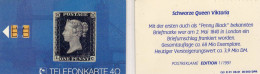 Penny Black 1840 TK E01/1991 30.000 Expl.** 25€ Edition 1 Schwarze Queen Victoria  TC History Stamp On Phonecard Germany - E-Series : Edición Del Correo Alemán