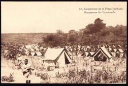 RUANDA URUNDI(1928) Military Camp. Illustrated Postal Card Of Belgian Congo Overprinted For Use In Ruanda-Urundi. Sepia - Stamped Stationery