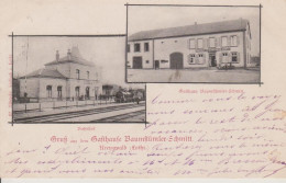 CREUTZWALD - 2 VUES - LA GARE ET LE RESTAURANT BAUMSSTÜMLER-SCHMITT - Creutzwald