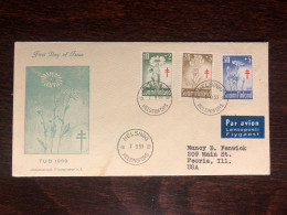 FINLAND FDC TRAVELLED COVER TO USA 1959 YEAR  TUBERCULOSIS TBC HEALTH MEDICINE - Storia Postale