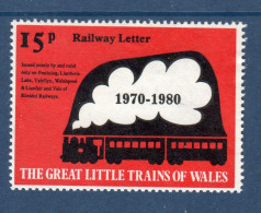 Grande Bretagne, UK, **, The Great Little Trains Of Wales, - Bahnwesen & Paketmarken