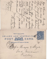 NEW ZEALAND 1896 POSTCARD SENT TO FIELDING - Covers & Documents