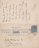 NEW ZEALAND 1896 POSTCARD SENT TO FIELDING - Storia Postale