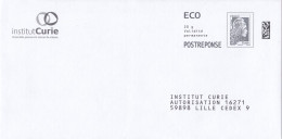 Entiers Postaux : Enveloppe Réponse Type L'Engagée ECO Institut Curie 416029 ** - PAP : Antwoord /Marianne L'Engagée