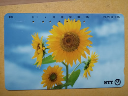 T-358 - JAPAN, Japon, Nipon, TELECARD, PHONECARD,  FLOWER, FLEUR, NTT 111-064, SUNFLOWER - Flowers