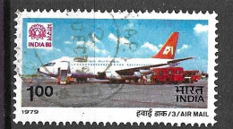 INDIA - 1979 - POSTA AEREA - BOEING 737 INDIAN AIRLINES - R 1,00  -   USATO (YVERT AV15- MICHEL 798) - Airmail