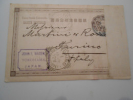 Japon , Carte De Yokohama 1899 Pour Turin - Lettres & Documents