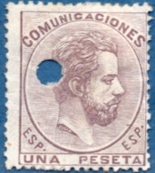 Spain 1872  Amadeo I 1 Peseta Telegraph Cancel - Usados