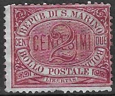 SAN MARINO -1895 - ORDINARIA - 2 CENT CARMINIO - NUOVO MNH ** (YVERT 26 - MICHEL 26- SS 26) - Ungebraucht