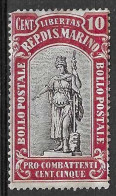 SAN MARINO -1918 - STATUA LIBERTA' - 10 CENT - NUOVO MNH ** (YVERT 55 - MICHEL 55- SS 56) - Neufs