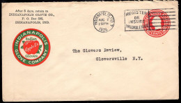 U.S.A.(1924) Apple. Gloves. 2 Cent Bicolor Postal Stationery With Advertising: (pun)"Indian Apple Us [Indianapolis] Glov - 1921-40