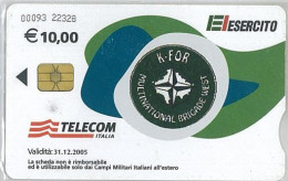 SCHEDA TELEFONICA USATA CHIP EI KFOR MULTIBRIGADE 10E 31.12.05 328 - Publiques Figurées Ordinaires