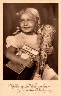 G8974 - Glückwunschkarte Schulanfang - Mädchen Zuckertüte Zopf Zöpfe - WSSB - Einschulung
