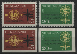 Bulgarien 1962 - Mi-Nr. 1308-1309 A & B ** - MNH - Malaria - Ungebraucht
