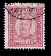 ! ! Funchal - 1892 D. Carlos 10 R (Perf. 13 1/2) - Af. 02 - Used (ca 045) - Funchal