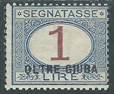 1925 OLTRE GIUBA SEGNATASSE 1 LIRA MH * - I55-2 - Oltre Giuba