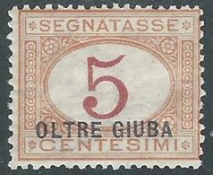 1925 OLTRE GIUBA SEGNATASSE 5 CENT MH * - I55-4 - Oltre Giuba