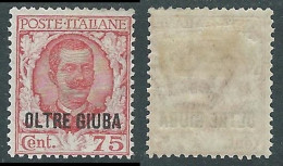 1926 OLTRE GIUBA EFFIGIE FLOREALE 75 CENT MH * - I55-3 - Oltre Giuba