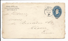 USA U 334 -  5 Ct Grant Umschlag M. Firmenabsenderzudruck V. New York Nach Le Havre Bedarfsverwendet - ...-1900