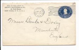 USA U 393 -  5 Ct Lincoln Umschlag M. Firmenabsenderzudruck V. New York Nach Manchester Bedarfsverwendet - ...-1900