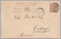 GREAT BRITAIN - ST. LUCIA - 1895 1½d QV Postal Stationery Card - Used To Cetinje, MONTENEGRO - Covers & Documents