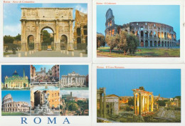 Arco Di Constantino,il Foro Romano, Il Colosseo, Etc. Lot De 4 Cartes Postales - Collections & Lots