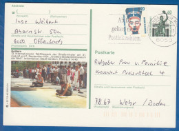 Deutschland; BRD; Postkarte; 20+60 Pf Bavaria München Und Nofretete; Geldern Strassenmalen 1991 - Cartes Postales Illustrées - Oblitérées