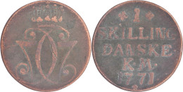 NORVEGE - 1771 - 1 SKILLING DANSKE - Petite Rosette - KM#245a - 17-265 - Norwegen