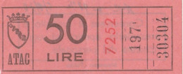 BIGLIETTO BUS USATO ATAC ROMA 50 LIRE ANNI 60/70 ROSSO - Europe