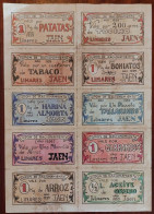 Spanien Spain España - Coupon Money Spanish Civil War Linares Jaen 1939 Complete Sheet - Sonstige & Ohne Zuordnung