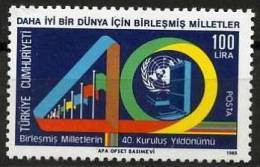 1985 TURKEY 40TH ANNIVERSARY OF THE UNITED NATIONS MNH ** - Nuovi