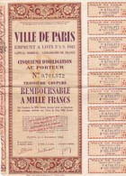 VILLE DE PARIS 1929 (10 Coupures De 5 Obligations) Et 1942 (18 Cinquièmes D'obligation Au Porteur) - S - V