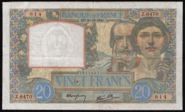 France 20 Francs 1941 ''Science Et Travail'' VF+ Banknote - 20 F 1939-1942 ''Science Et Travail''