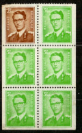 Belgique 1970 COB 1562-63  Baudouin Type Marchand "à Lunettes" TImbre En Format Réduit. Différents Types  Se Tenant - 1953-1972 Lunettes