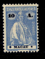 ! ! Macau - 1913 Ceres 10 A (Perf. 12 3/4) - Af. 217b - MH (cb 115) - Ungebraucht