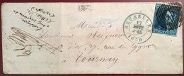 „24“ BRUXELLES 1849 Épaulettes 20c Nr.2 TTB Sur Lettre 1850>Tournay  (Belgique Belgium Cover - 1849 Schulterklappen