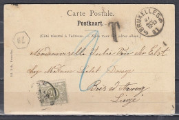 Postkaart Van Bruxelles 5 Naar Liege Met Taksstempel - Lettres & Documents