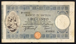 100 Lire Banco Di Sicilia 18 05 1915 Naturale Mb+ Raro Lotto 2644 - Sonstige & Ohne Zuordnung