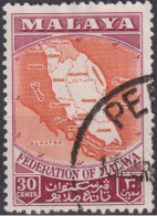 1957 Malaya - Federation° Mi: 4, Yt:83,  Map Of The Federation - Federation Of Malaya