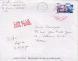 Lettre Compostée Obl. Saint Louis Le 25 Jan 202 Sur PA 129 Pour La France + Cachet Rouge Université - Briefe U. Dokumente