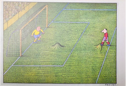 2scans Sport Soccer Humor Kunstausstellung Der DDR Germany Postal Stationery Unused Mnh New - Cartoline Private - Nuovi