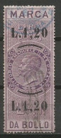 Italy Italia MARCA DA BOLLO Overprinted L1.20 Used 1866 - Revenue Stamps