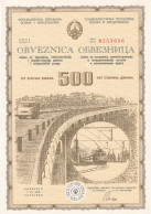 Bosnia And Herzegovina, Banknotes /bond /stock/obveznica,zajam 500 Dinara, 1.10.1976 - Bosnie-Herzegovine