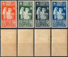 REGNO / COLONIE / EMISSIONI GENERALI - 1934 - 15ª FIERA DI MILANO 4 VALORI NUOVI MLH - SASSONE 42/45 - General Issues