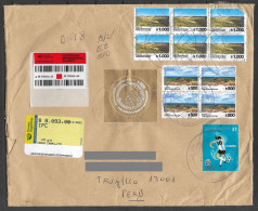 Peru Registered Cover Inflation , With Parks , Forests, Soccer Recents Stamps Sent To Peru - Usati