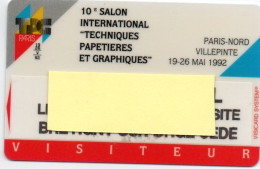 Carte Salon Badge SALON INTERNATIONAL PAPETERIE ET GRAPHIQUES  Card FRANCE Karte (F 596) - Cartes De Salon Et Démonstration